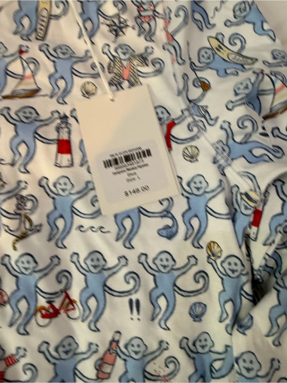 Woman's Long-Sleeve Pajama set in White with Blue Character Print